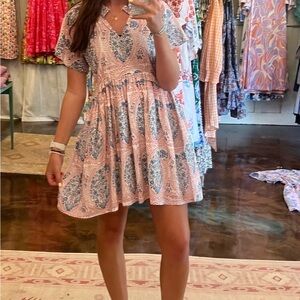Pink and Blue Patterned Mini Dress